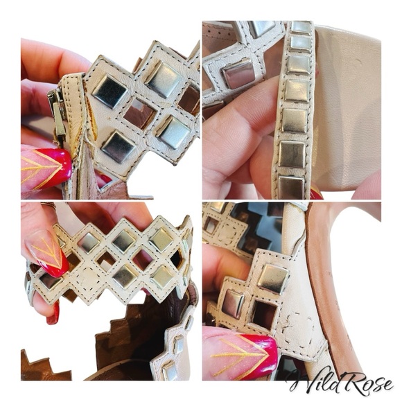 ALAÏA White calfskin LASER CUT stud SANDAL SZ 35.5 - Picture 15 of 17